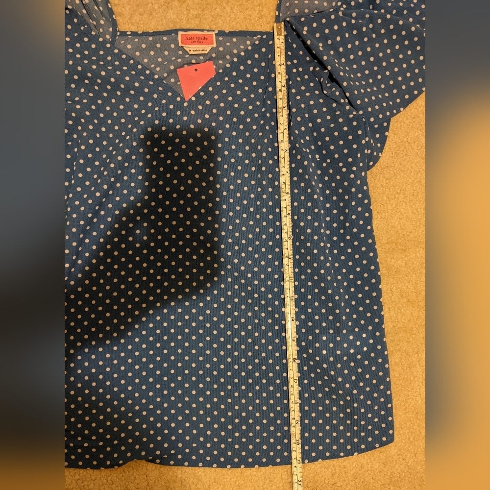 NWT Kate Spade blue white polka dot sleeveless blouse - Picture 5 of 5
